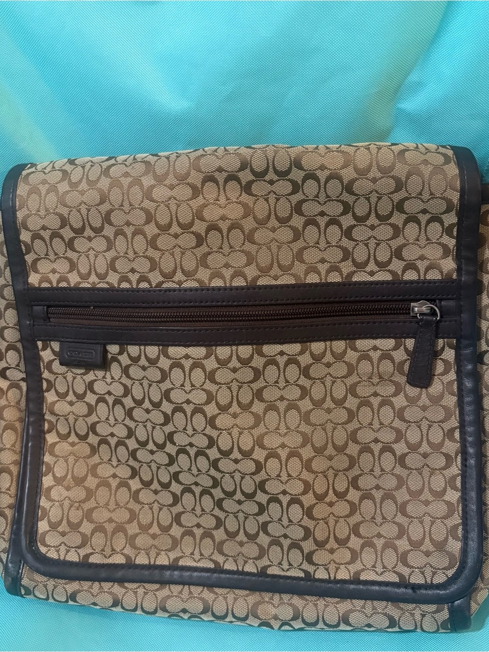 Coach Brown Signature Canvas Messenger Bag w/Dark Brown Trim Creed: A1373-F10699